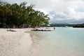 Tourists on the beach Ile aux Cerfs, Mauritius Royalty Free Stock Photo